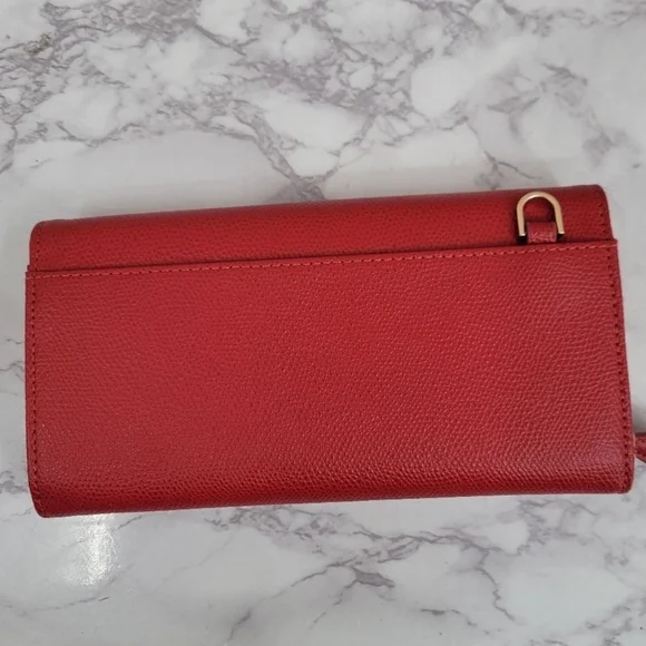Valentino Red Leather Wallet with Textured Finish